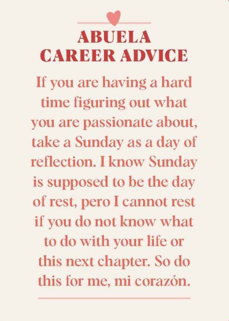 Abuela Career Advice card from “The Little Deck of Abuelita Wisdom”
